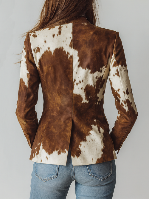 Blanca | Blazer vintage con estampado de vaca