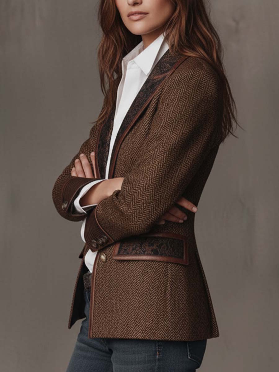Paula | Blazer de espiga con detalles estampados