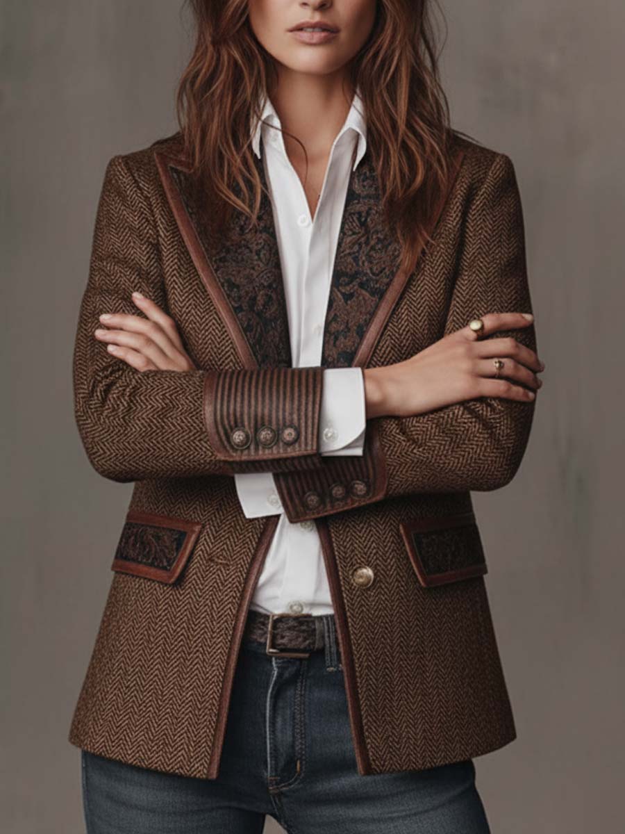 Paula | Blazer de espiga con detalles estampados