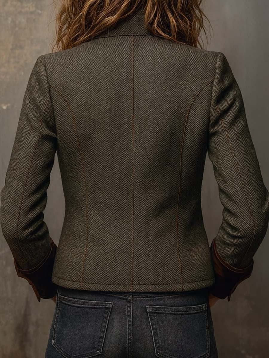 Olivia | Blazer vintage de espiga verde oliva