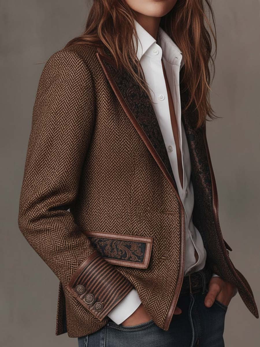 Paula | Blazer de espiga con detalles estampados