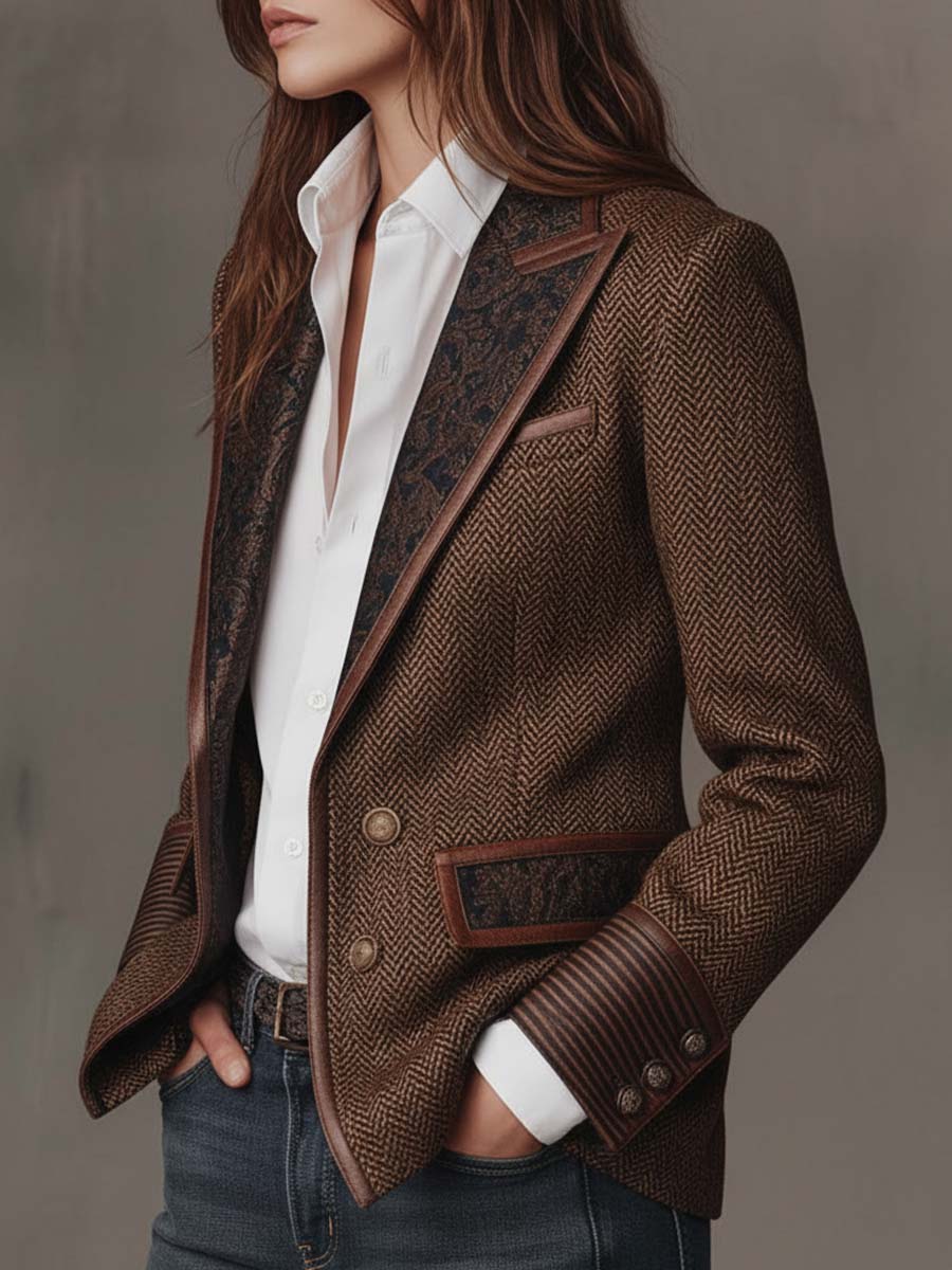 Paula | Blazer de espiga con detalles estampados