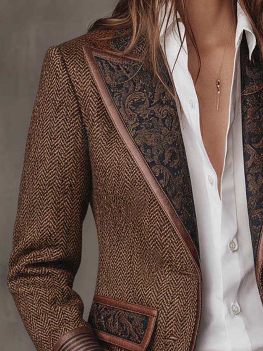 Paula | Blazer de espiga con detalles estampados