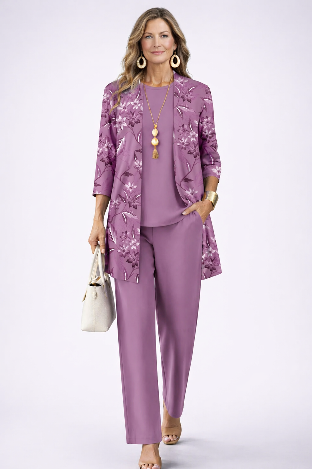 Clara | Conjunto de tres piezas liso – Lila