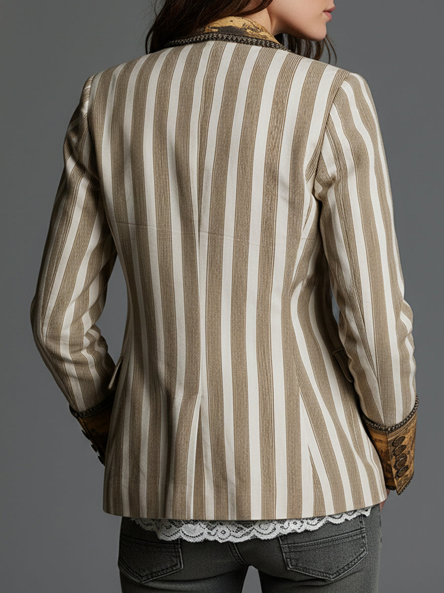 Carmen | Blazer bohemio de rayas con cuello estampado