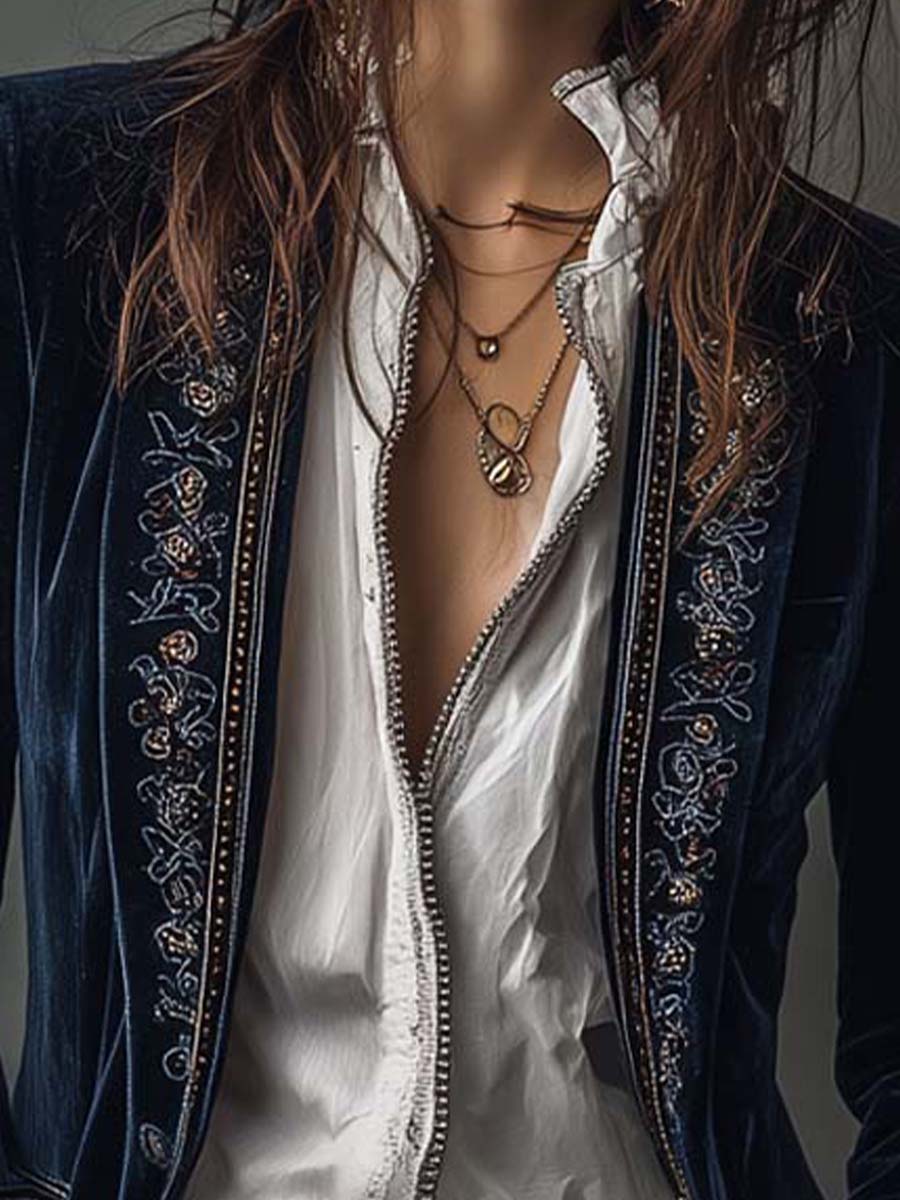 Pilar | Chaqueta larga bordada vintage