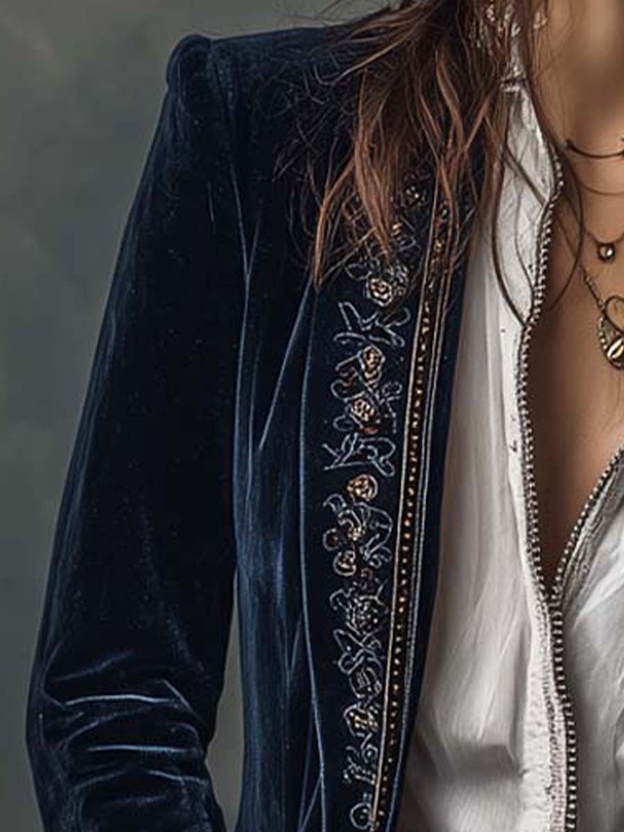Pilar | Chaqueta larga bordada vintage