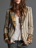 Carmen | Blazer bohemio de rayas con cuello estampado