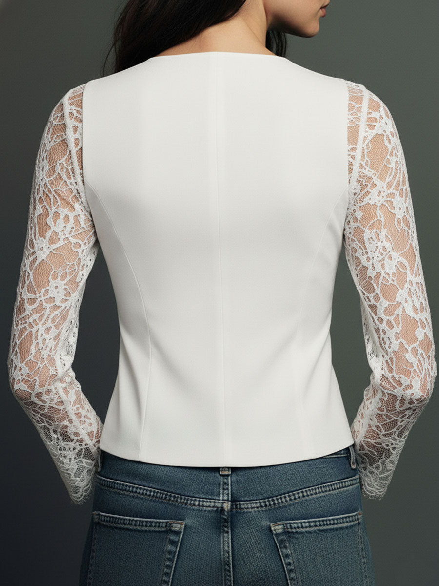 Victoria | Blazer con mangas de encaje semitransparentes