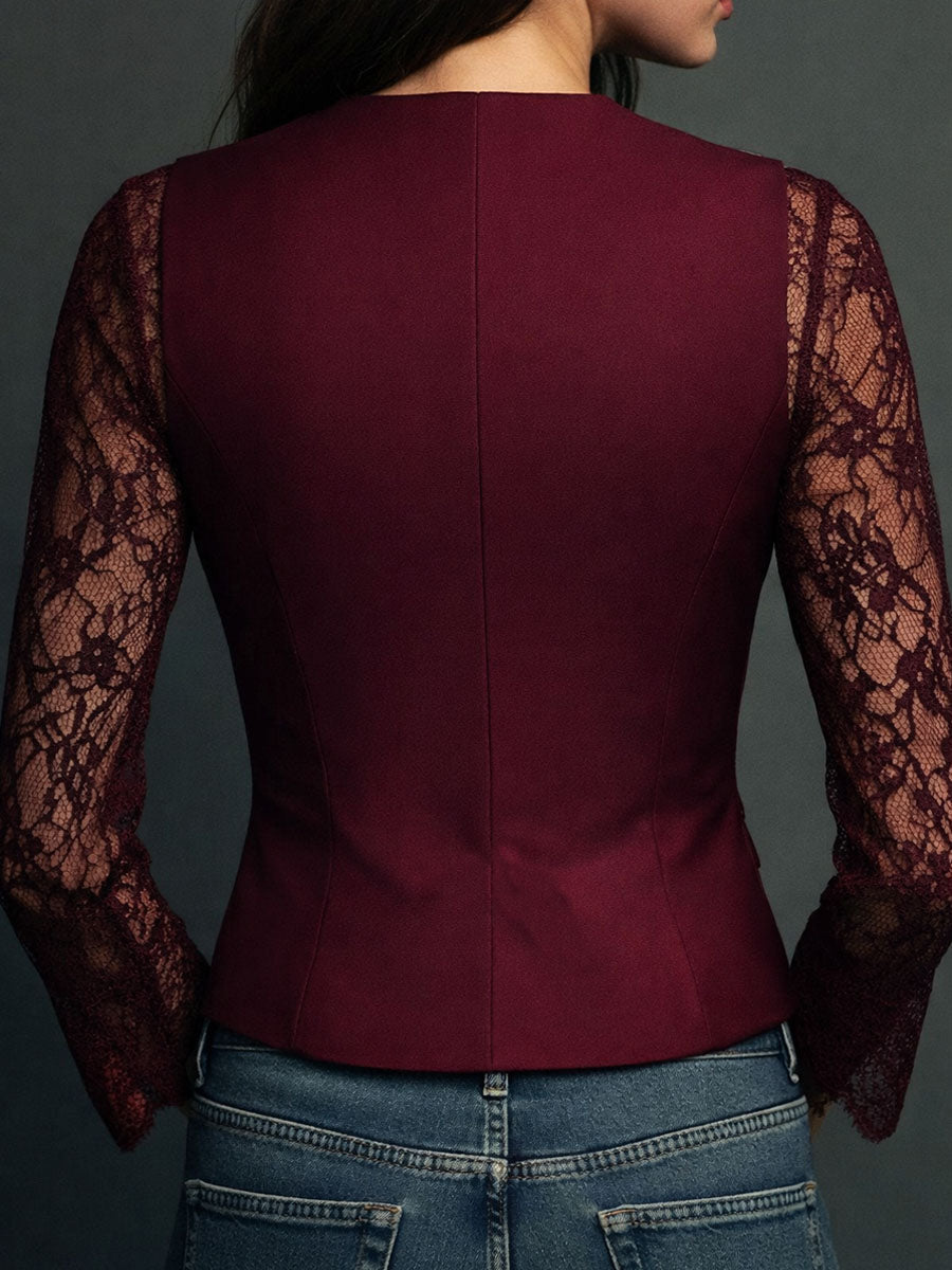 Victoria | Blazer con mangas de encaje semitransparentes