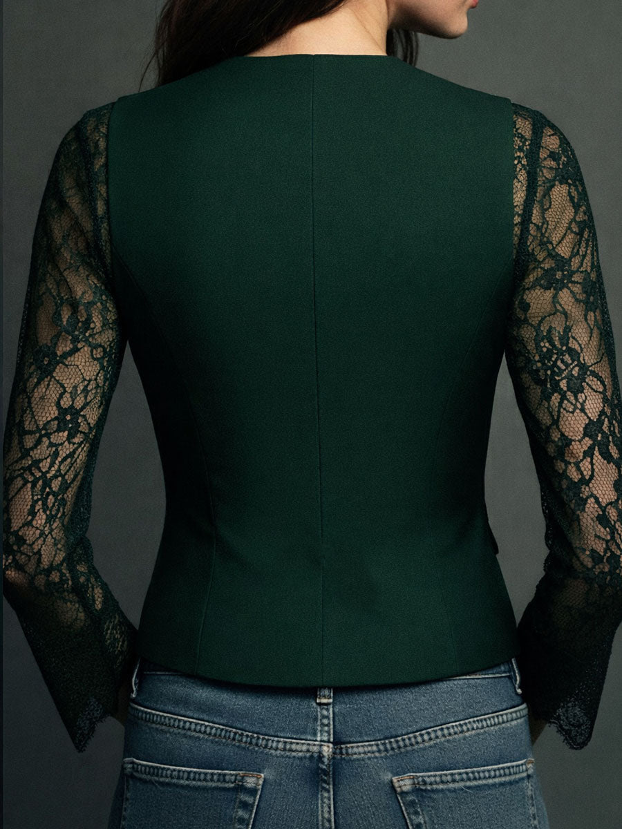 Victoria | Blazer con mangas de encaje semitransparentes