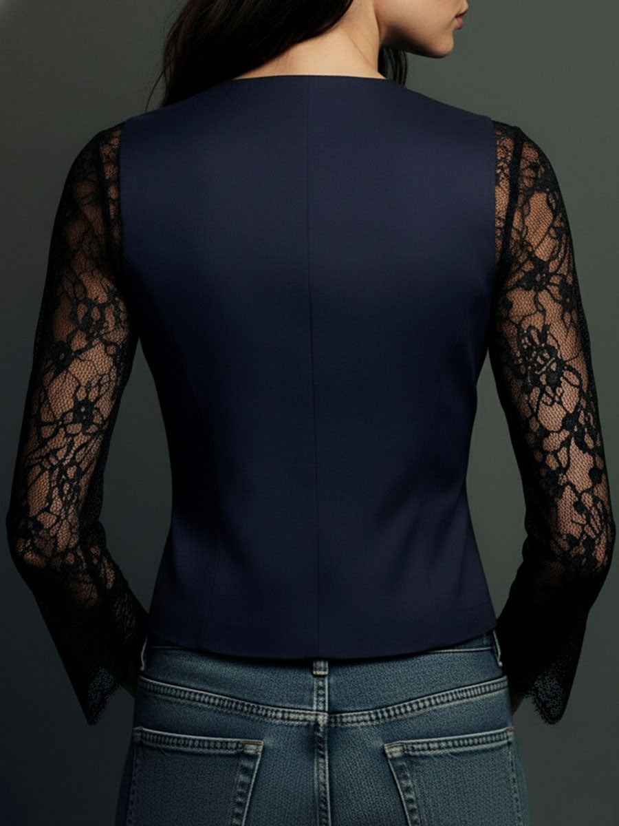 Victoria | Blazer con mangas de encaje semitransparentes
