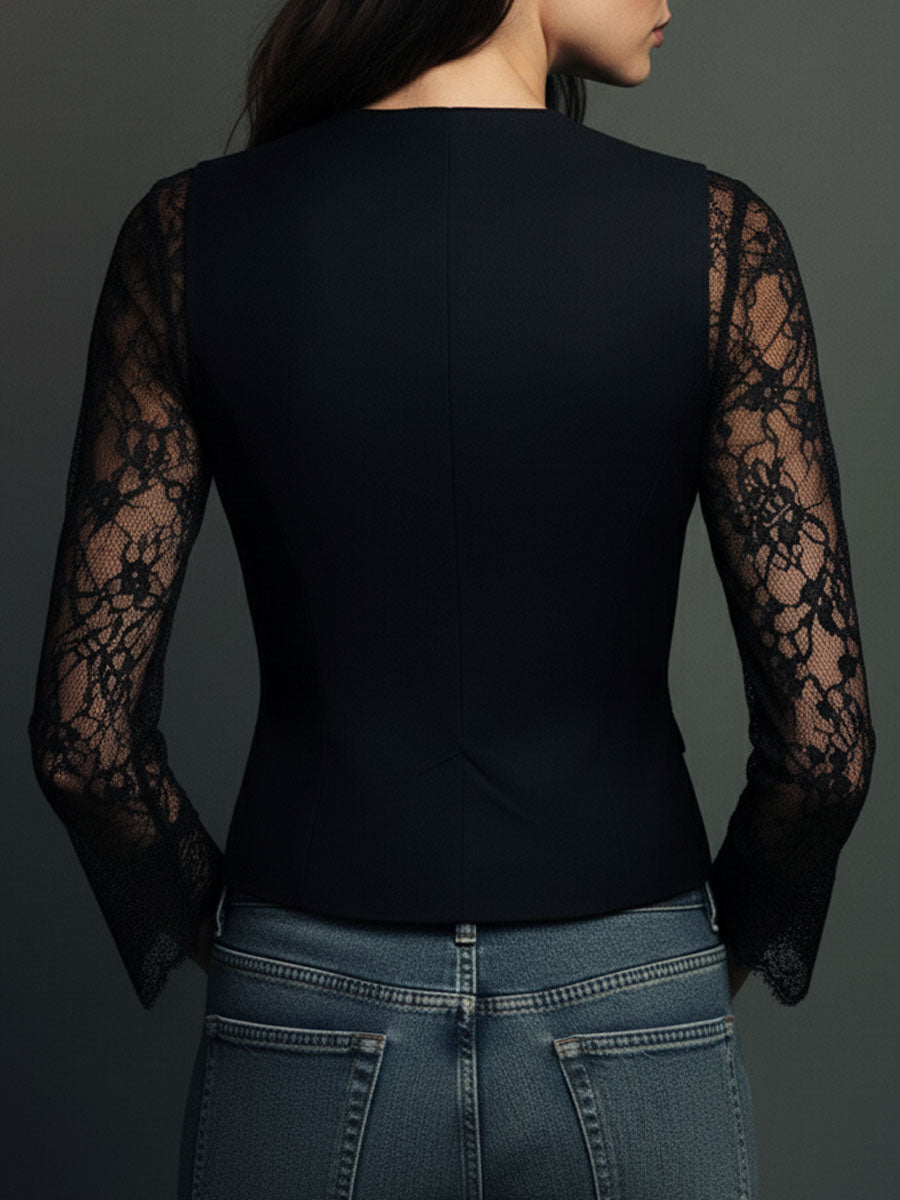 Victoria | Blazer con mangas de encaje semitransparentes