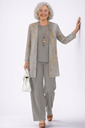 Laura | Conjunto de tres piezas en gris – Gris y dorado