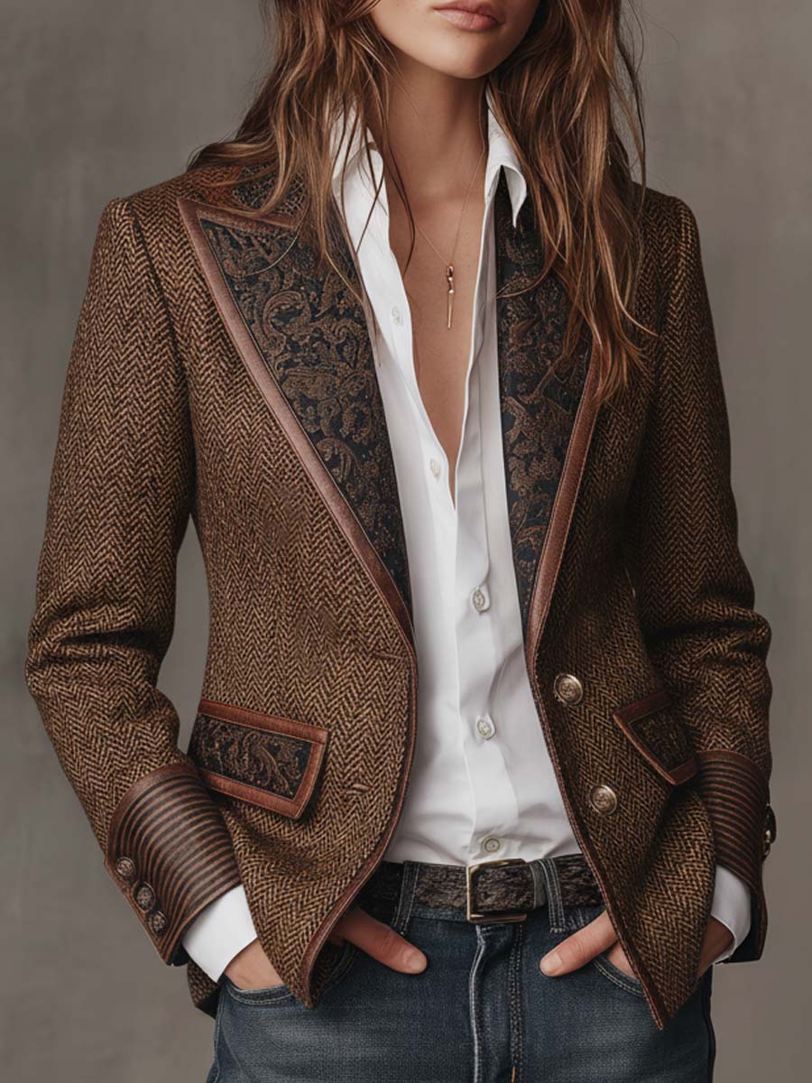 Paula | Blazer de espiga con detalles estampados