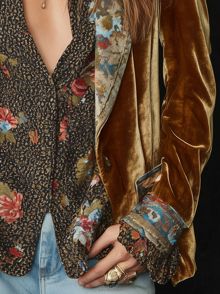 Inés | Blazer patchwork con estampado floral vintage