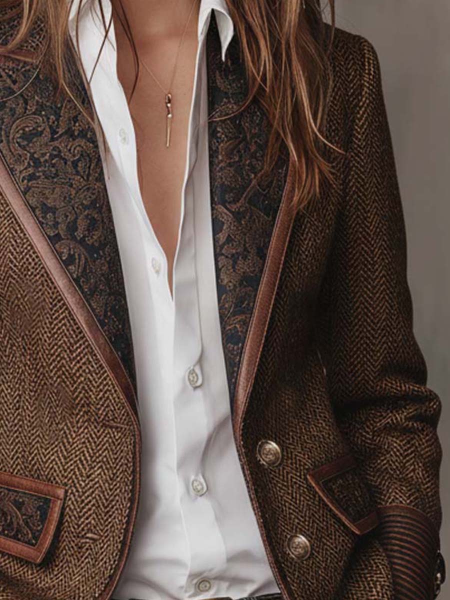 Paula | Blazer de espiga con detalles estampados