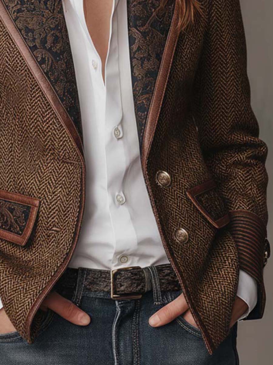Paula | Blazer de espiga con detalles estampados