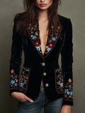 Rocío | Blazer negro con bordado floral multicolor